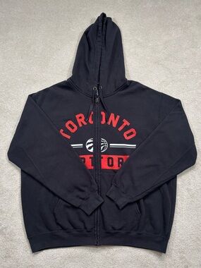 NBA Toronto Raptors Logo Full Zip Hoodie Black Red Arch Logo Size XL